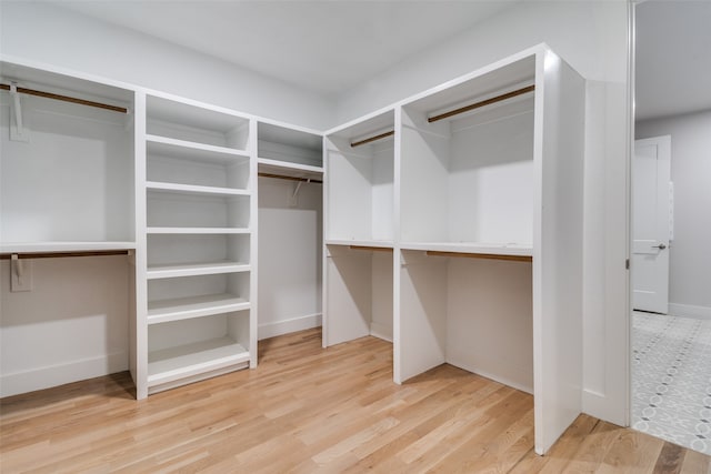 spacious closet featuring hardwood / wood-style flooring