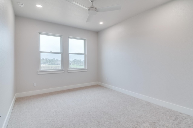 9813 Aiken Ct, Mesquite, TX 75126 - spare room with light colored carpet, baseboards, recessed lighting, ceiling fan, and a smoke detector