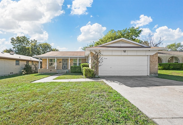 ranch-style house with a front lawn and a garage