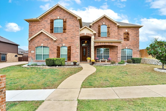 view of property with a front lawn