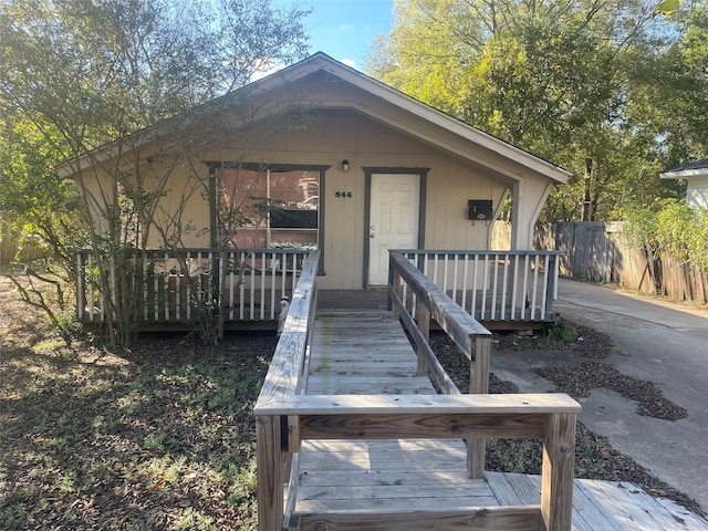 view of front facade featuring a deck