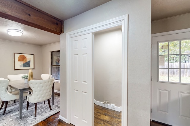 dining area with dark hardwood / wood-style floors