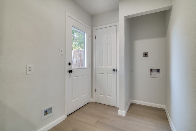 interior space with light hardwood / wood-style floors