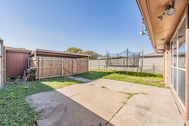 view of patio featuring a trampoline