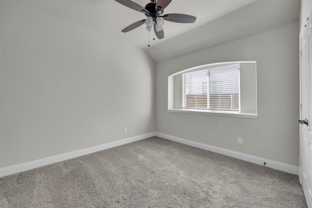203 Half Moon Dr, Waxahachie, TX 75165 - carpeted empty room with baseboards, ceiling fan, and lofted ceiling