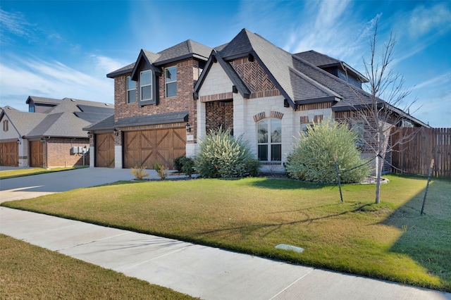 view of front of house featuring a garage and a front yard