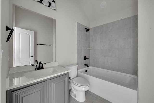 203 Half Moon Dr, Waxahachie, TX 75165 - bathroom featuring vanity, tile patterned floors, toilet, and shower / tub combination