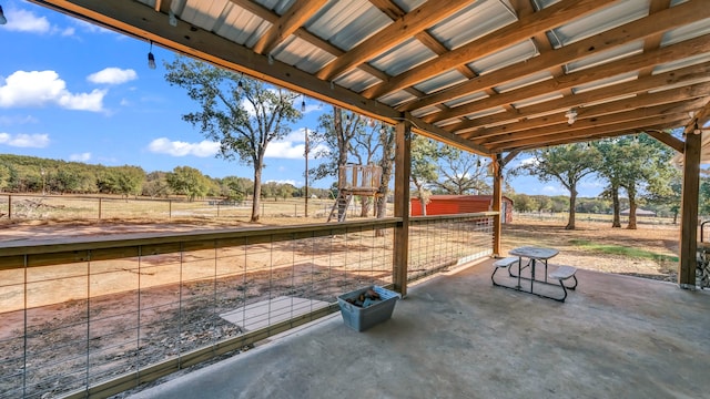 view of patio featuring a rural view