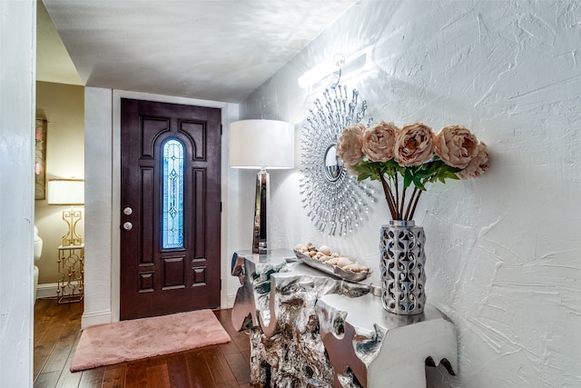 entryway with hardwood / wood-style flooring