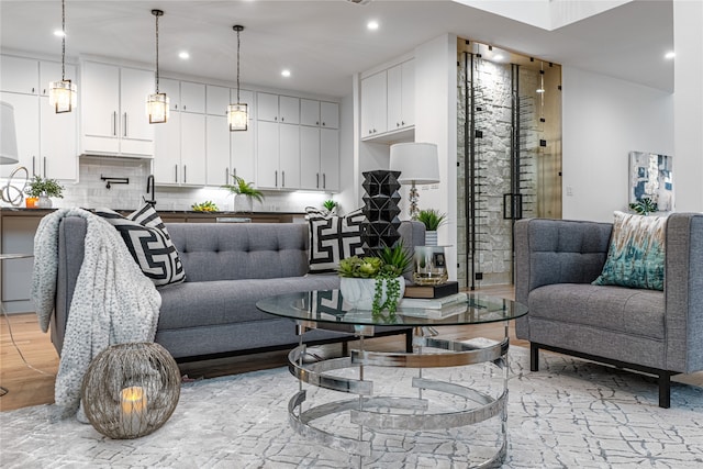 living room featuring light hardwood / wood-style flooring