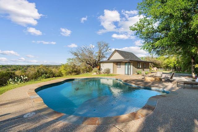 view of pool featuring a patio area