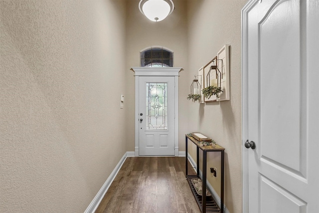 entryway with dark wood-type flooring