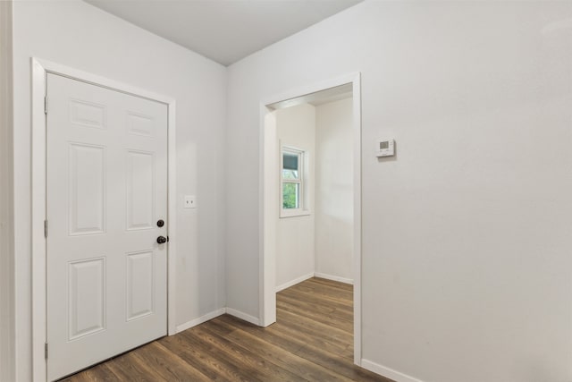 entryway with dark wood-type flooring