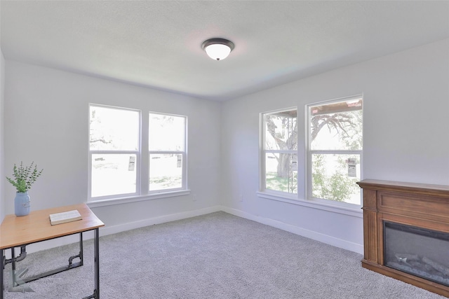 view of carpeted home office