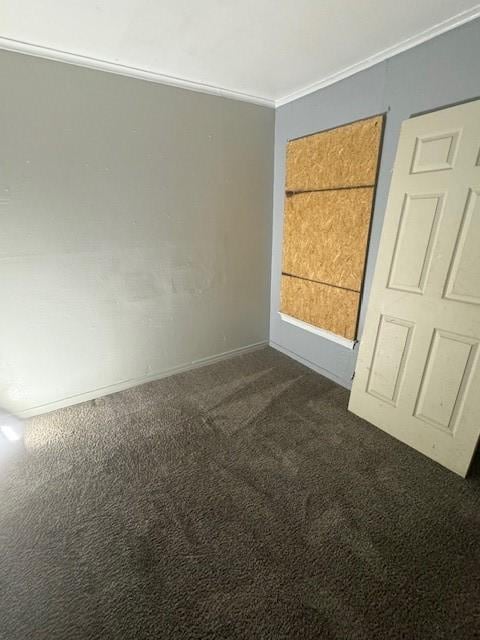 carpeted spare room featuring ornamental molding