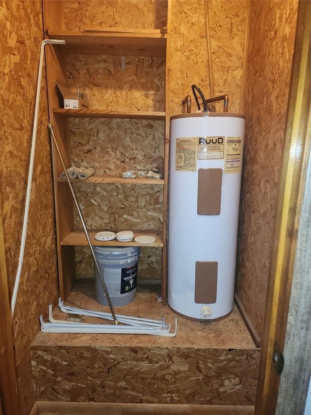 utility room with electric water heater