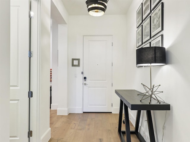 entryway with light wood-type flooring