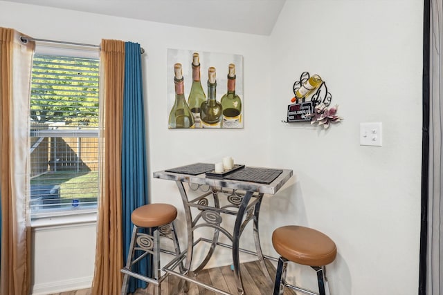 dining area with a wealth of natural light and wood-type flooring