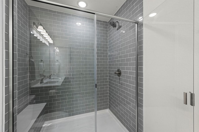 bathroom featuring walk in shower