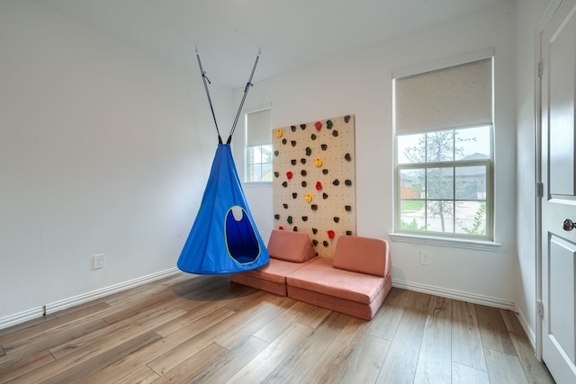 unfurnished room with a wealth of natural light and light hardwood / wood-style floors