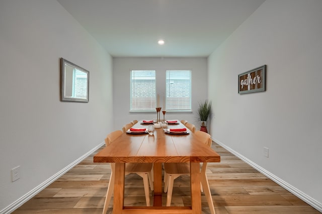 dining room with light hardwood / wood-style flooring