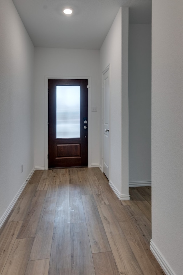 foyer with light hardwood / wood-style floors