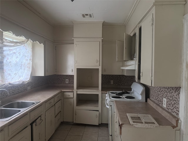 kitchen with sink, backsplash, and electric range