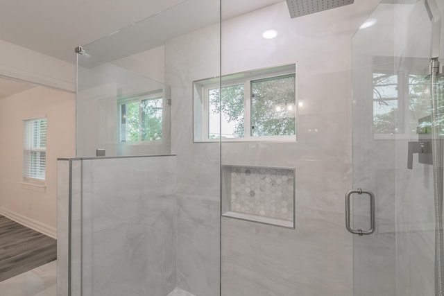 bathroom featuring walk in shower