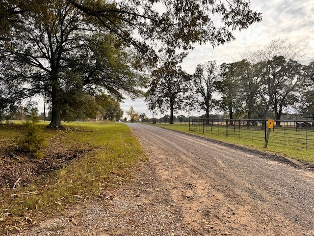 view of road with a rural view