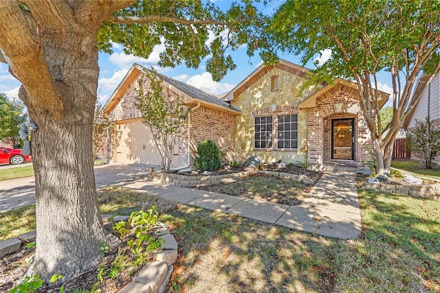 view of front of house with a garage