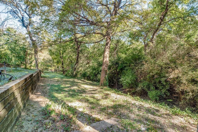 view of yard featuring a view of trees