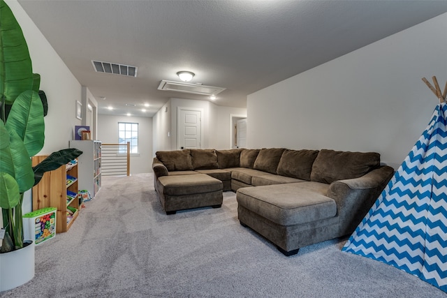 living room with carpet