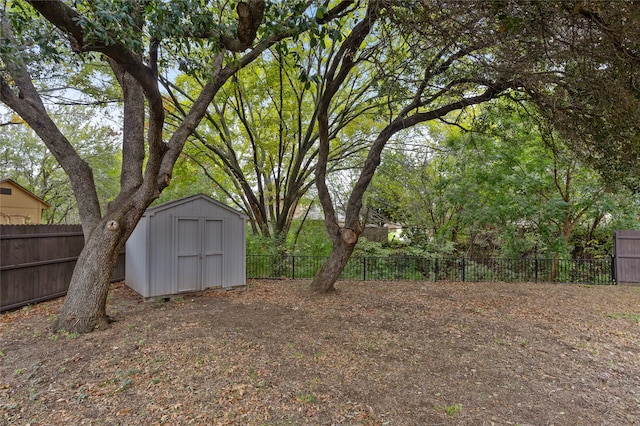 view of yard with a storage unit