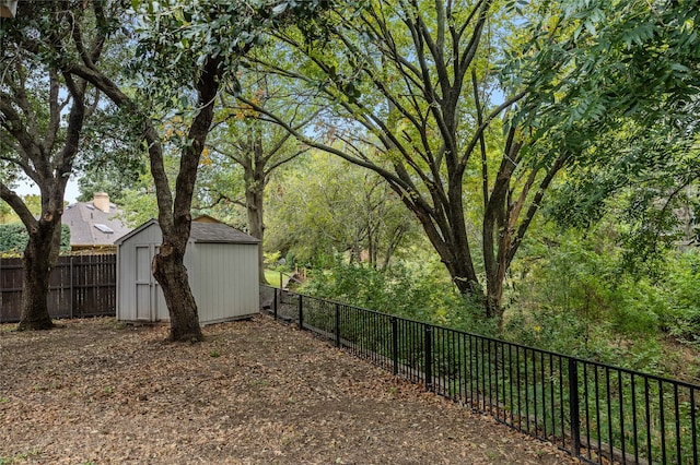 view of yard featuring a shed