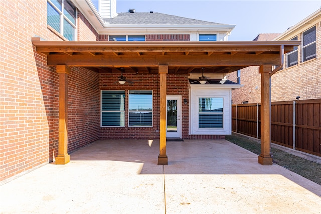 view of patio / terrace with ceiling fan