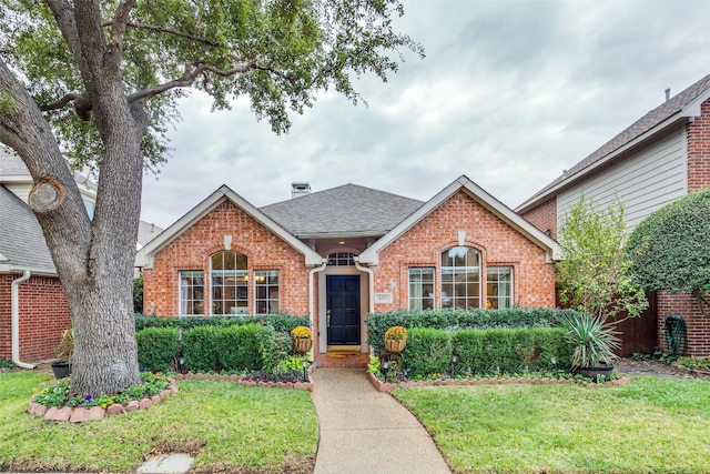 view of front of home featuring a front yard