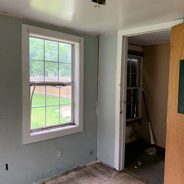 spare room featuring wood-type flooring