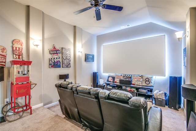 812 Green Coral Dr, Little Elm, TX 75068 - carpeted cinema room featuring ceiling fan and lofted ceiling