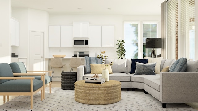 living room featuring light hardwood / wood-style floors