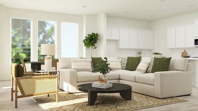 living room with light wood-type flooring