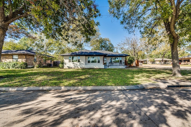 ranch-style house featuring a front yard