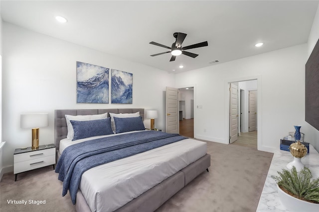 bedroom featuring ceiling fan