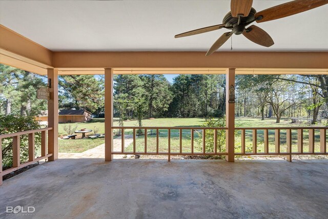 view of patio / terrace featuring ceiling fan