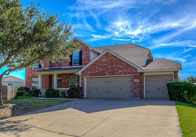 front of property featuring a garage and a porch