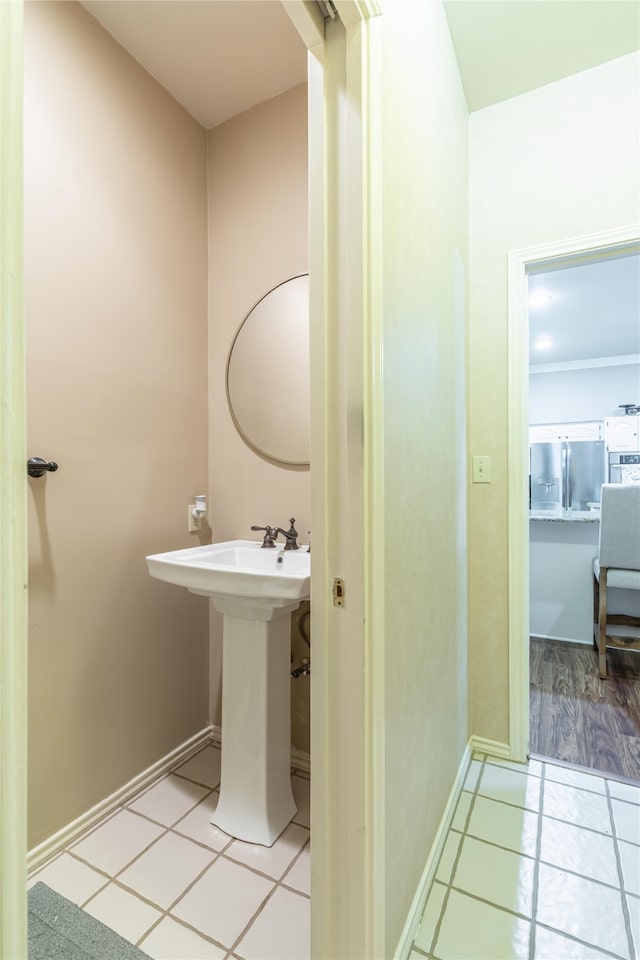 bathroom with tile patterned flooring