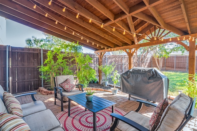 view of patio / terrace with a grill