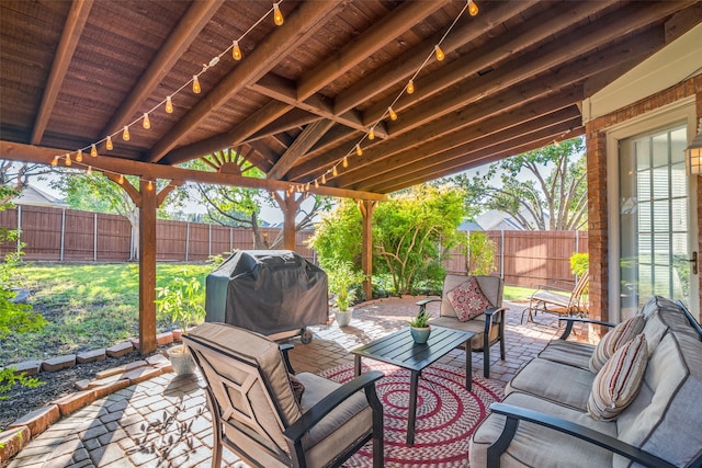 view of patio featuring area for grilling