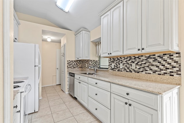 kitchen with white cabinetry, sink, dishwasher, and electric stove