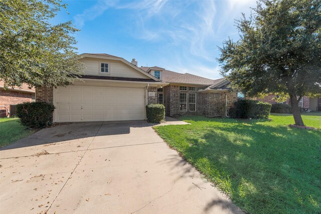 single story home with a front lawn and a garage