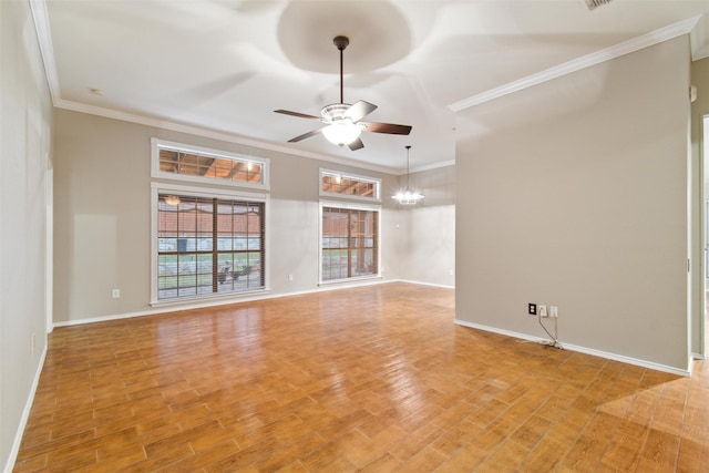4721 Layla Rd, Arlington, TX 76016 - spare room featuring ceiling fan, ornamental molding, baseboards, and light wood-style floors